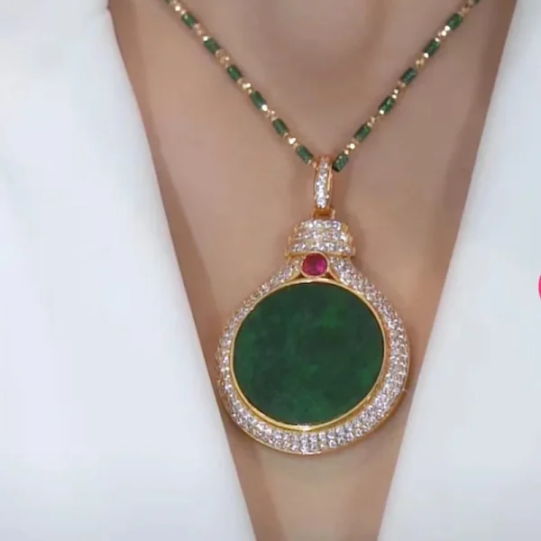 Classic Natural Agate Senior Sense Design Round Beaded Sweater Chain Pendant Necklace