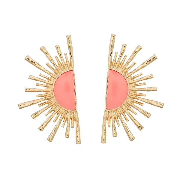 Classic Zinc Alloy Metal Fan-shaped Geometric Holiday Push-back Stud Earrings - Image 7