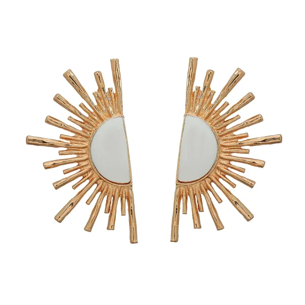 Classic Zinc Alloy Metal Fan-shaped Geometric Holiday Push-back Stud Earrings - Image 6