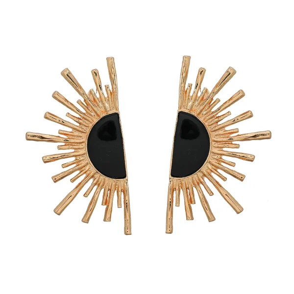 Classic Zinc Alloy Metal Fan-shaped Geometric Holiday Push-back Stud Earrings - Image 5