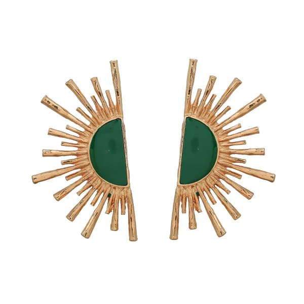 Classic Zinc Alloy Metal Fan-shaped Geometric Holiday Push-back Stud Earrings - Image 4