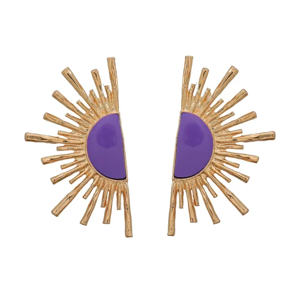 Classic Zinc Alloy Metal Fan-shaped Geometric Holiday Push-back Stud Earrings - Image 3