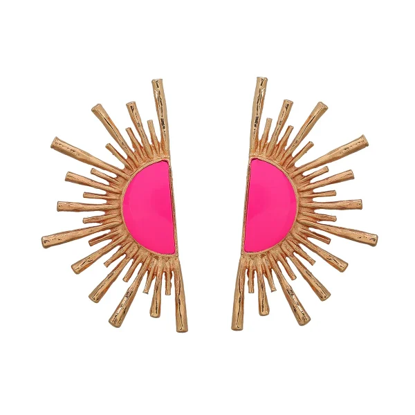 Classic Zinc Alloy Metal Fan-shaped Geometric Holiday Push-back Stud Earrings - Image 2