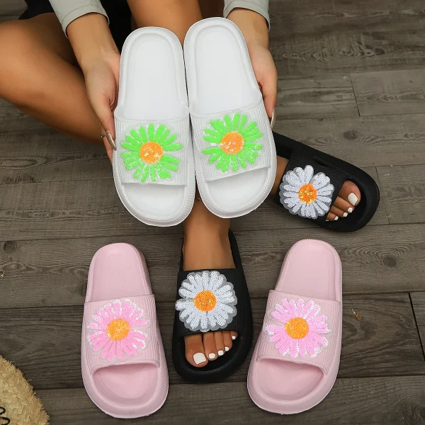 Colorful Sequin Comfortable Versatile Daily Walking Soft Sole Slippers - Image 22