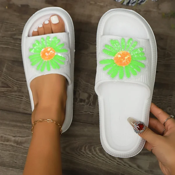 Colorful Sequin Comfortable Versatile Daily Walking Soft Sole Slippers - Image 6