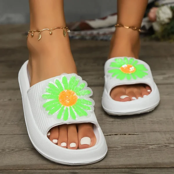 Colorful Sequin Comfortable Versatile Daily Walking Soft Sole Slippers - Image 2