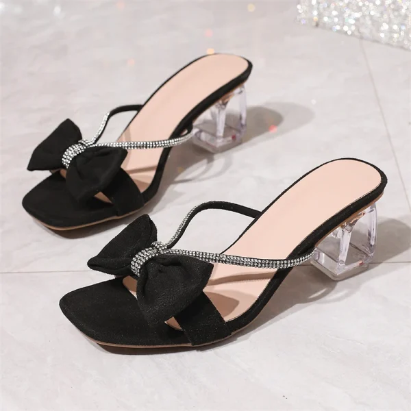 Comfortable Transparent Crystal Open Toed High Heel Sandals - Image 5