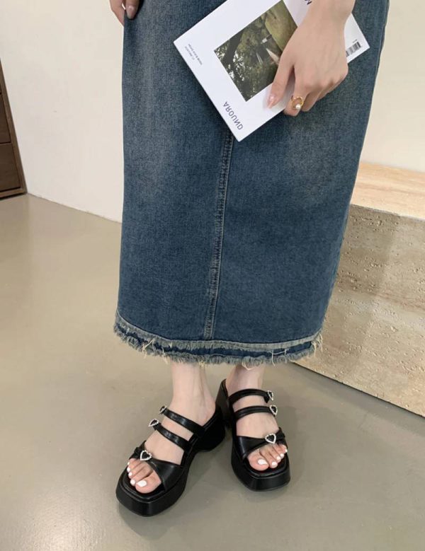 Crystal Decoration Street Style Platform High Heel Sandals - Image 2
