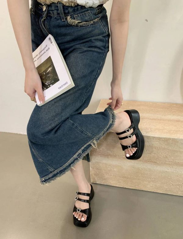 Crystal Decoration Street Style Platform High Heel Sandals - Image 5