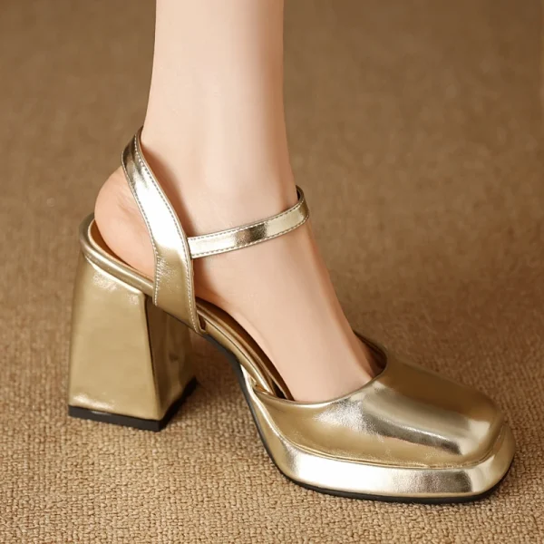 Designer Ankle Strap Heels Close Toe Party High Heels Sandals - Image 2