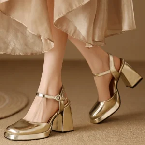 Designer Ankle Strap Heels Close Toe Party High Heels Sandals