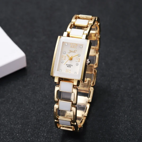 Elegant Alloy Square Dial Clock Hook Buckle Without Box Quartz Wristwatch - Image 3