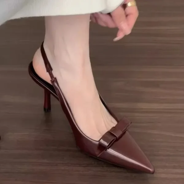 Elegant Back Strap Retro Bow Pointy Evening Party High Heels Sandals - Image 8