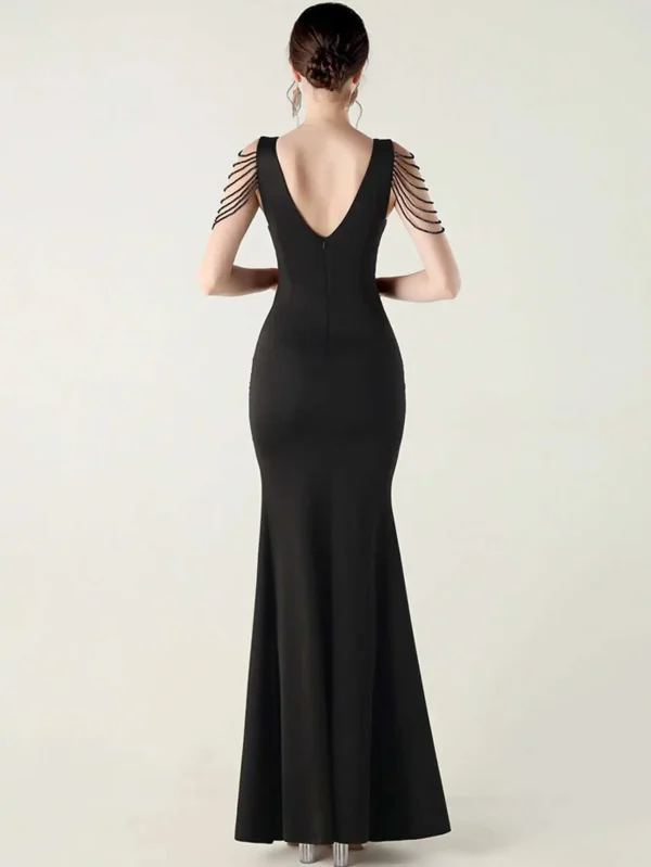 Elegant Backless Rhinestone Party Wedding Prom Evening Dresses - Image 9