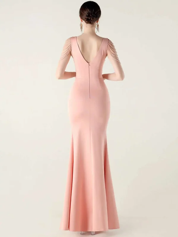 Elegant Backless Rhinestone Party Wedding Prom Evening Dresses - Image 18