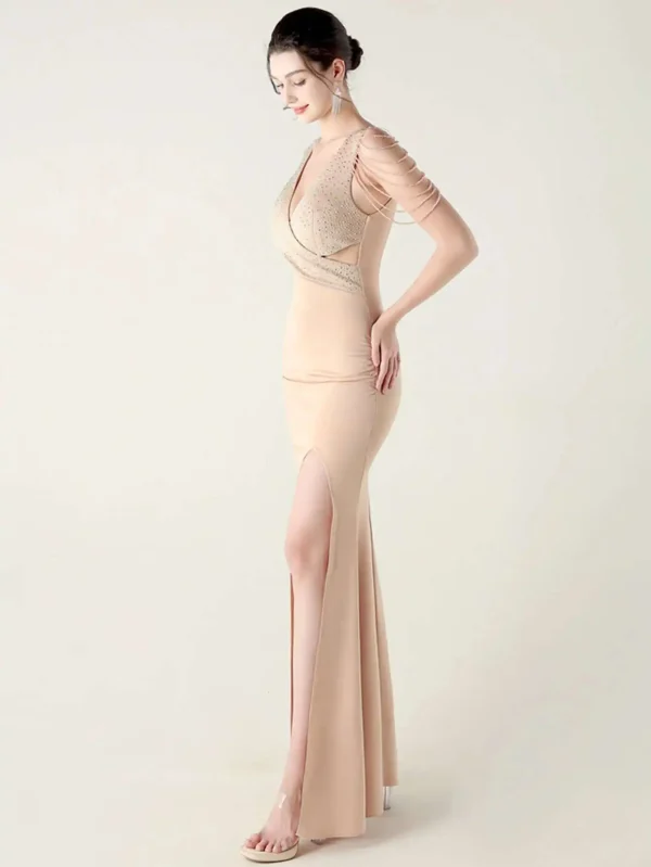 Elegant Backless Rhinestone Party Wedding Prom Evening Dresses - Image 20