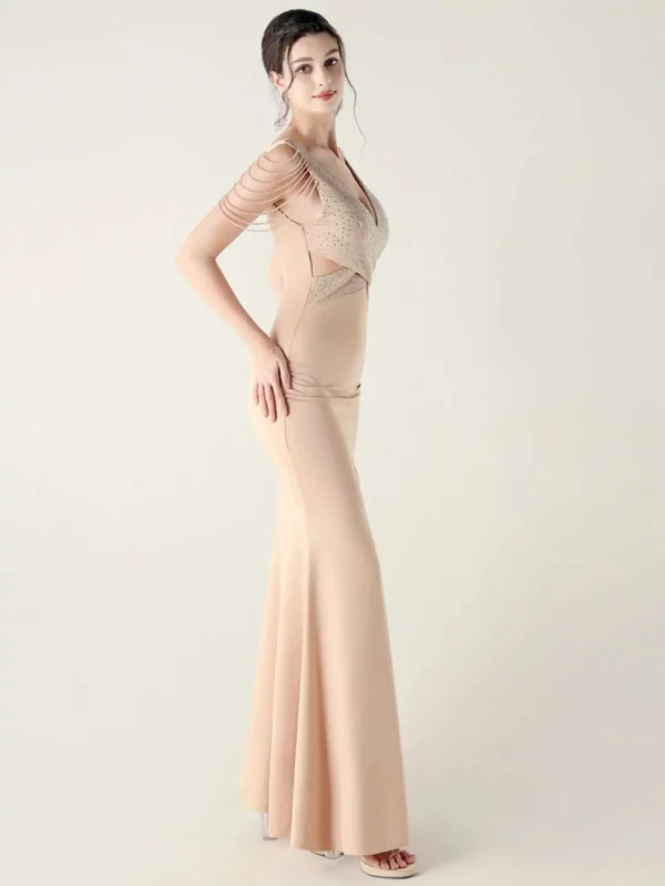 Elegant Backless Rhinestone Party Wedding Prom Evening Dresses - Image 21