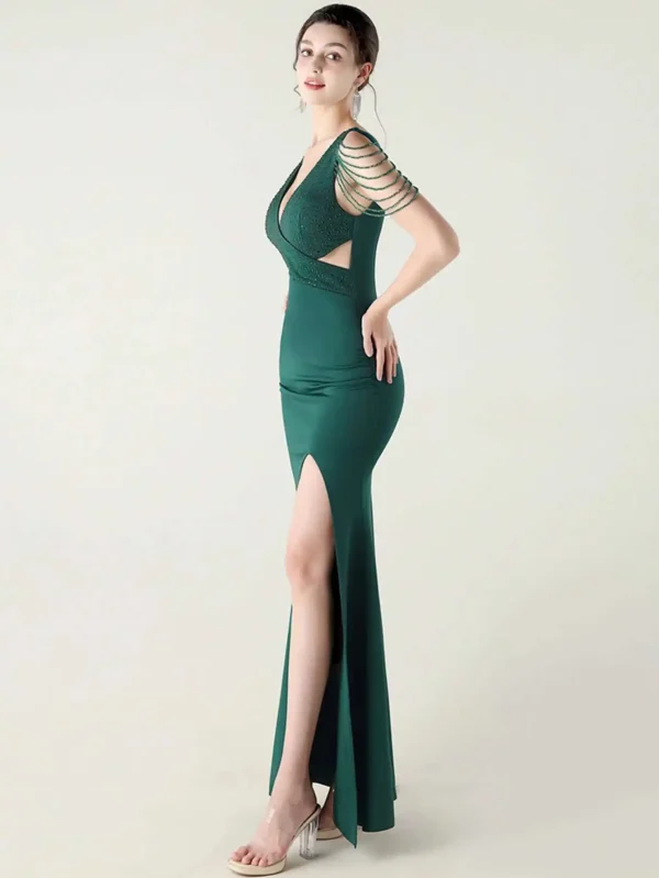 Elegant Backless Rhinestone Party Wedding Prom Evening Dresses - Image 23