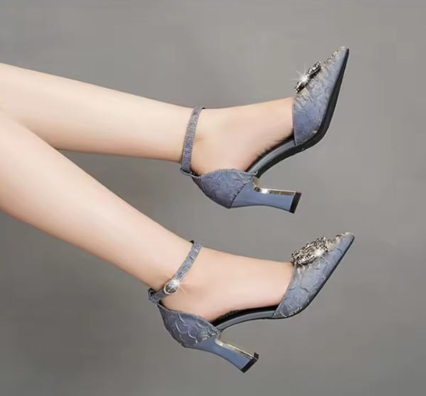 Elegant Bling Buckle Pointed Toe Wedding Party High Heel Sandal - Image 6