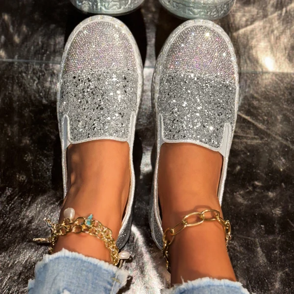 Elegant Bling Sequined Flat With Slip Slip-On Flats Loafers Shoes - Image 3