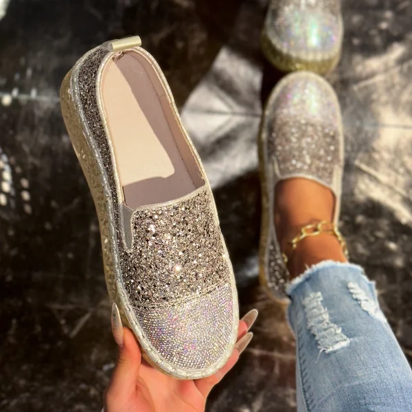 Elegant Bling Sequined Flat With Slip Slip-On Flats Loafers Shoes - Image 7
