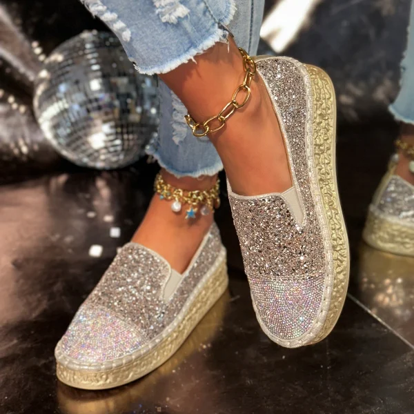 Elegant Bling Sequined Flat With Slip Slip-On Flats Loafers Shoes - Image 6