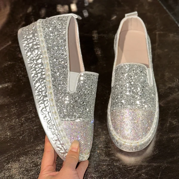 Elegant Bling Sequined Flat With Slip Slip-On Flats Loafers Shoes - Image 4