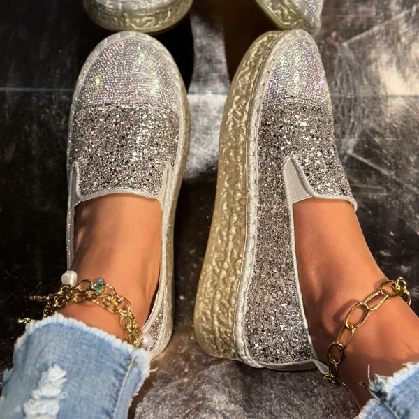 Elegant Bling Sequined Flat With Slip Slip-On Flats Loafers Shoes - Image 8