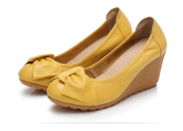 Elegant Butterfly-knot Genuine Leather Flats Slip On High Heels - Image 5