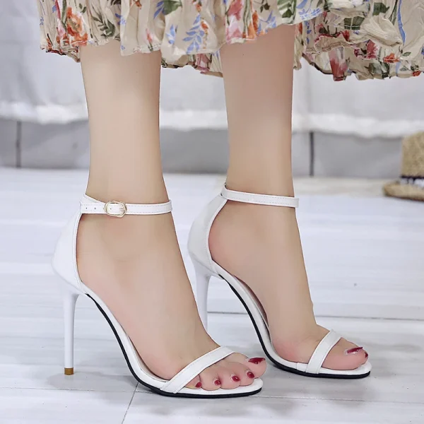 Elegant Buckle Comfortable Open Toe Solid Color High Heels Sandals - Image 3