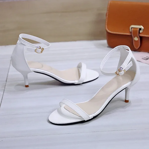 Elegant Buckle Comfortable Open Toe Solid Color High Heels Sandals - Image 5