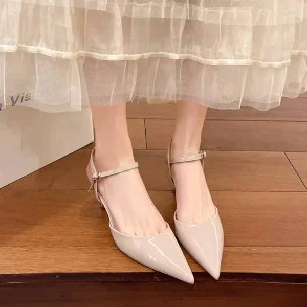 Elegant Buckle Strap Mules Pointed Toe Wedding Party High Heels Pumps - Image 6