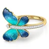 Elegant Butterfly Design  Shine Crystal Zinc Alloy Engagement Wedding Rings - Image 5