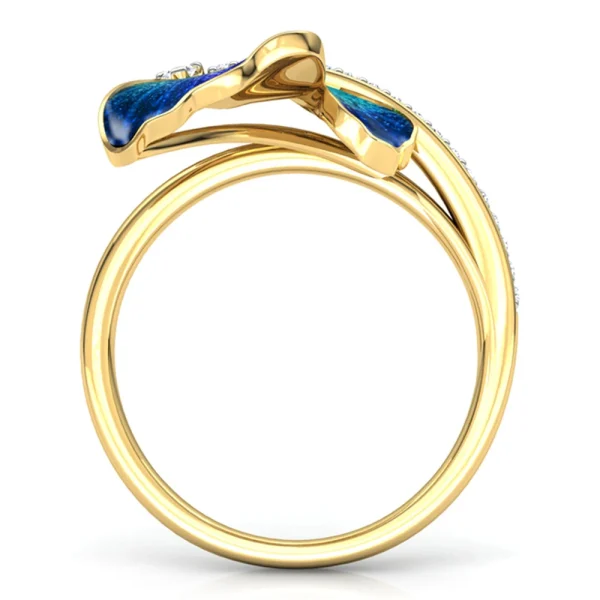Elegant Butterfly Design  Shine Crystal Zinc Alloy Engagement Wedding Rings - Image 3