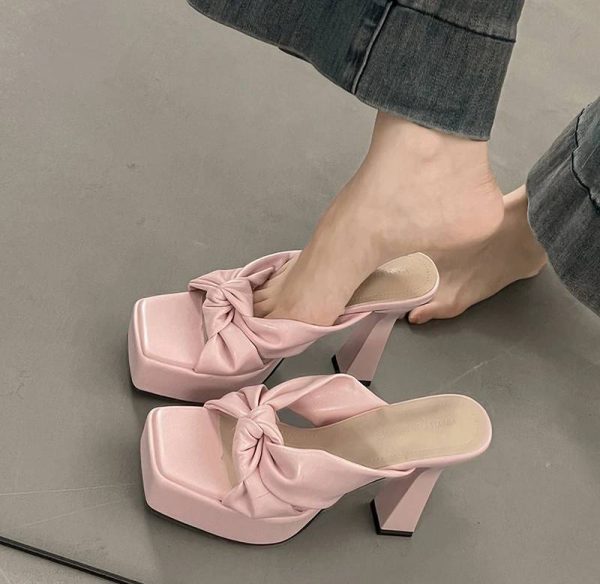 Elegant Butterfly-knot Open Toe Platform Nightclub High Heel Sandals - Image 7