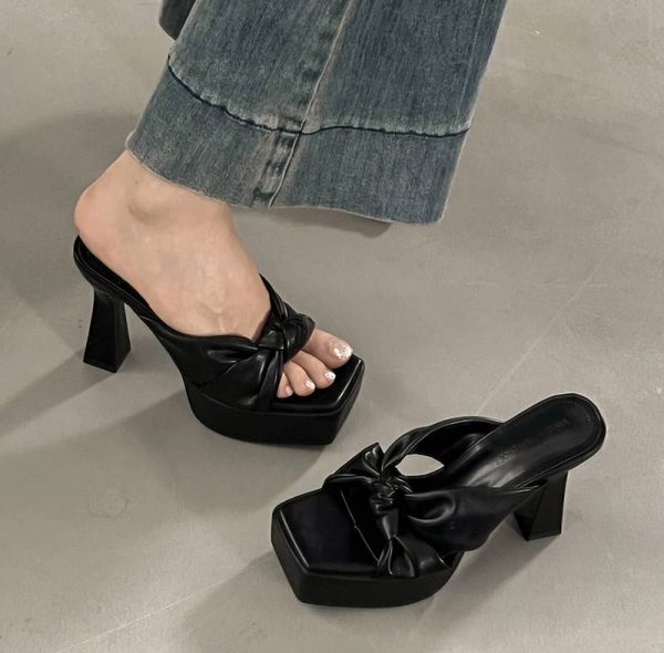 Elegant Butterfly-knot Open Toe Platform Nightclub High Heel Sandals - Image 17