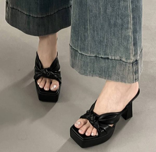 Elegant Butterfly-knot Open Toe Platform Nightclub High Heel Sandals - Image 16