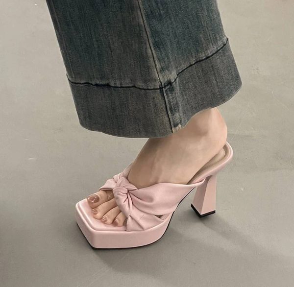 Elegant Butterfly-knot Open Toe Platform Nightclub High Heel Sandals - Image 8