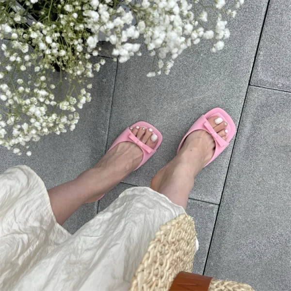 Elegant Butterfly-knot Satin Slip On Thin High Heel Sandal - Image 4