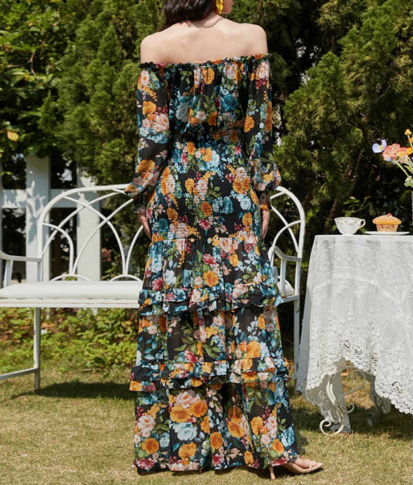 Elegant Casual Vacation Evening Gown Floral Party Beautiful Maxi Dress - Image 4