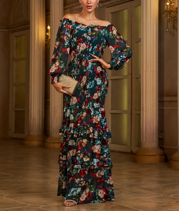 Elegant Casual Vacation Evening Gown Floral Party Beautiful Maxi Dress - Image 8