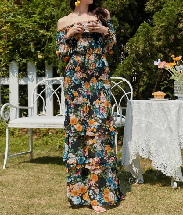 Elegant Casual Vacation Evening Gown Floral Party Beautiful Maxi Dress - Image 3