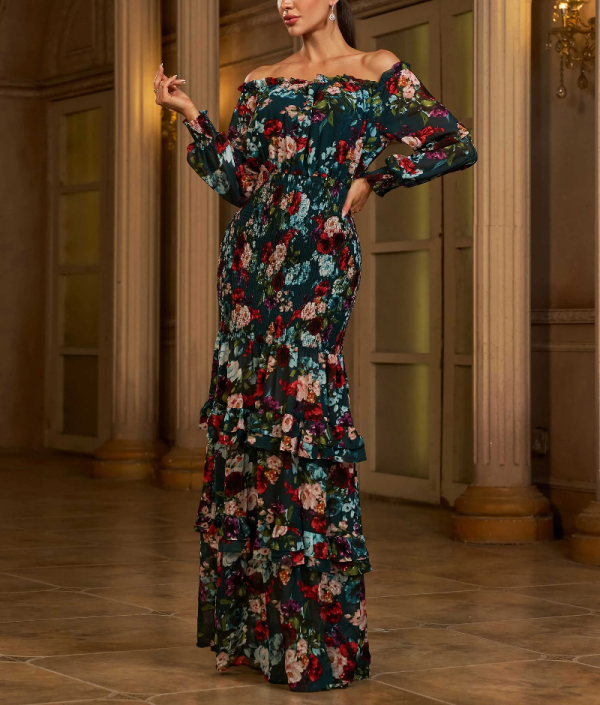 Elegant Casual Vacation Evening Gown Floral Party Beautiful Maxi Dress - Image 7