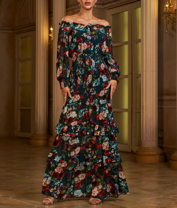 Elegant Casual Vacation Evening Gown Floral Party Beautiful Maxi Dress - Image 6