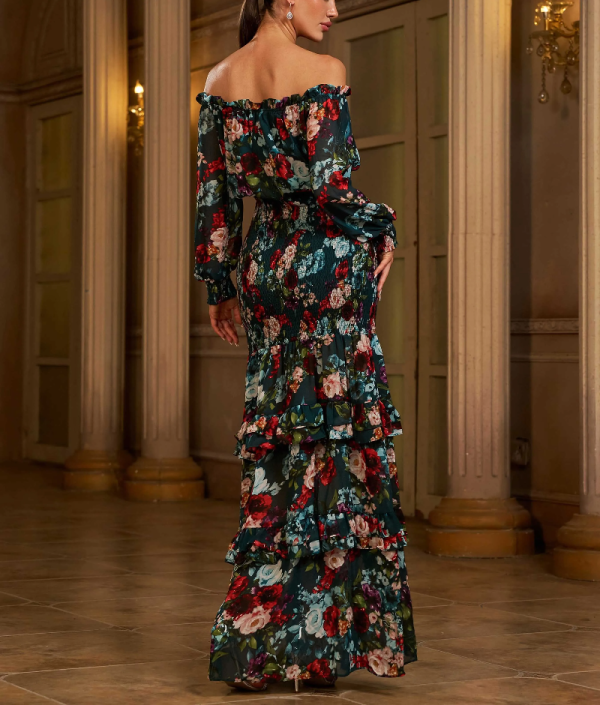 Elegant Casual Vacation Evening Gown Floral Party Beautiful Maxi Dress - Image 5