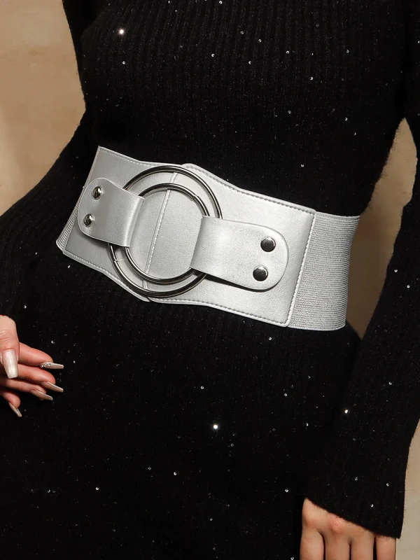 Elegant Circle Wide Elastic Cover Double Circular Waist Versatile Decorative Belt - Image 3