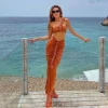 Elegant Crochet Bikini With Cover Up One Shoulder Swimming 3Pcs Suit - Image 3