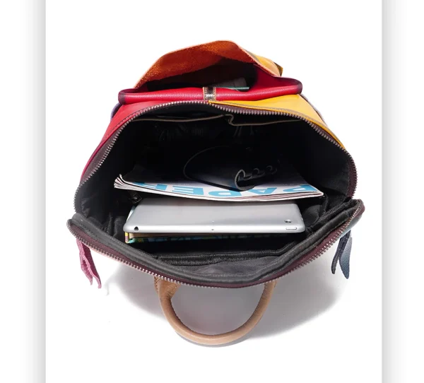 Elegant Designer Large Capacity Rucksack Soft Cow Leather Bookbags Backpack - Image 5