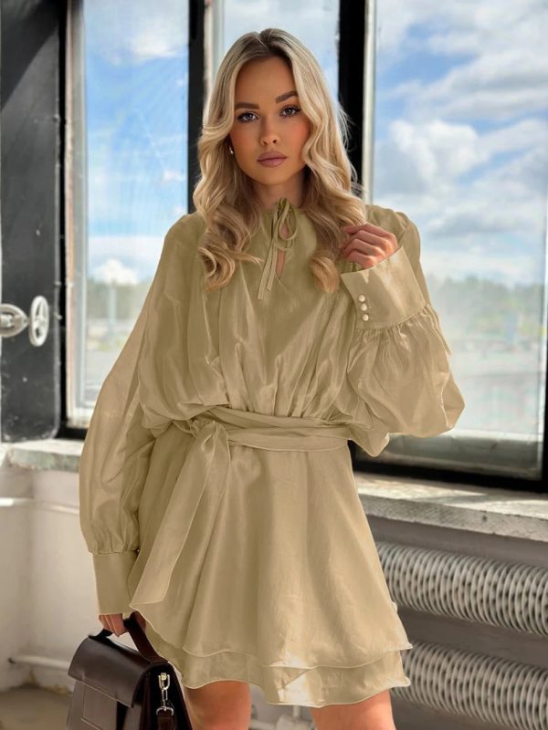 Elegant Fashion Long Sleeve Shirt With High Waist Pleated Mini Skirt Set - Image 6