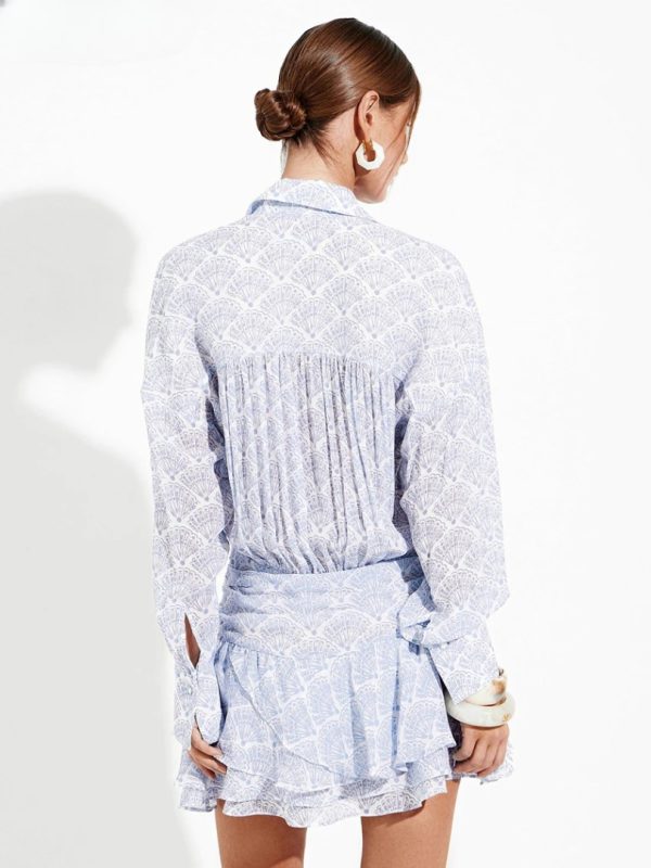 Elegant Fashion Loose Classic Pleated Casual Lapel Long Sleeve Mini Dresses - Image 6